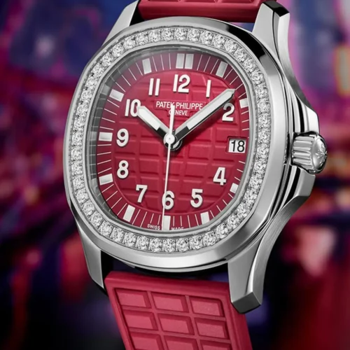Aquanaut 5067A SS PPF 1:1 Best Edition Red Textured Dial on Red Rubber Strap RONDA Quartz